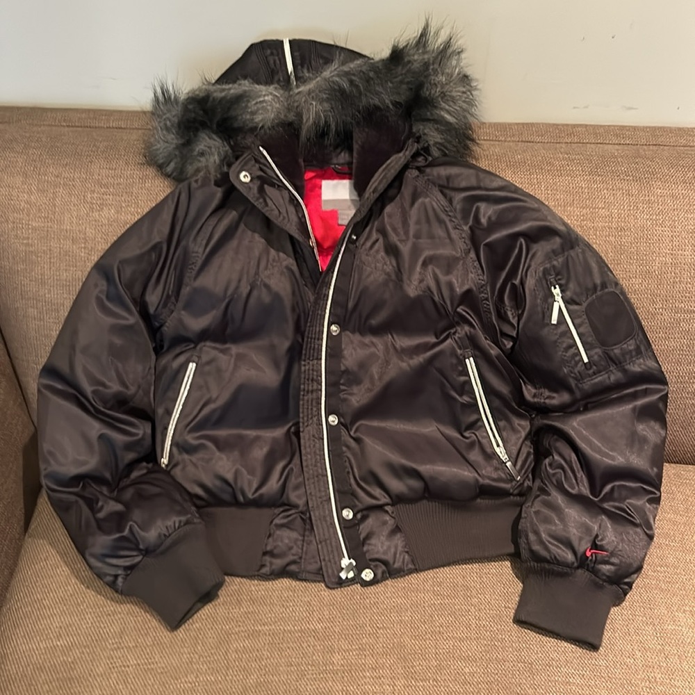 Down filled Nike crop parka with fur lined hood